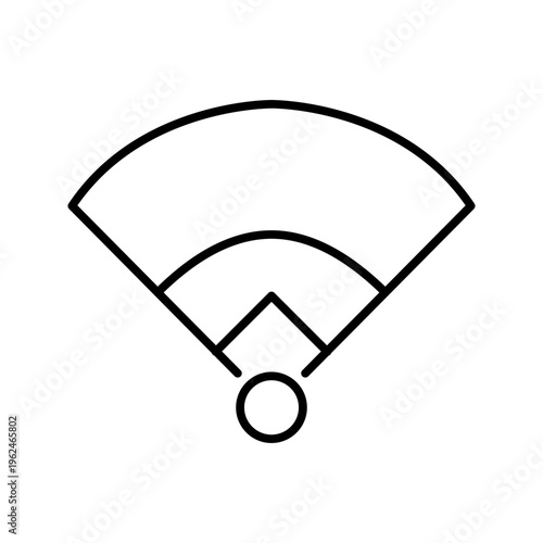 Baseball field icon. Sports and baseball line symbol. Black and white.