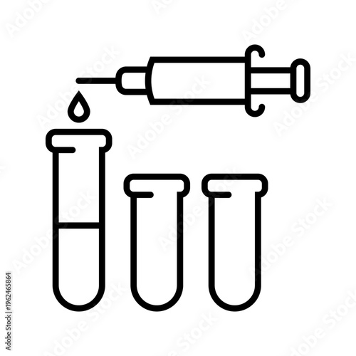 Blood test icon. Healthcare and laboratory test line symbol. Black and white.