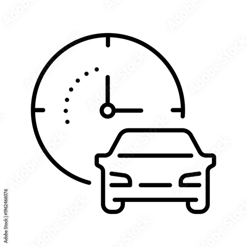 Car sharing icon. Transport and car sharing line symbol. Black and white.