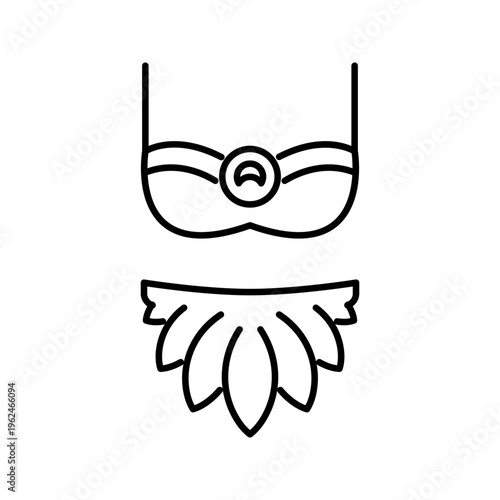 Carnival costume icon. Fashion and carnival costume line symbol. Black and white.