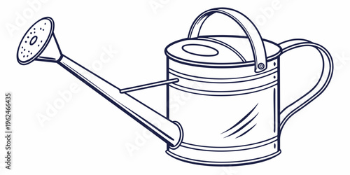 A vintage style watering can with a long spout and a handle on top