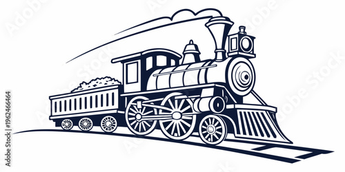 A vintage steam locomotive with a passenger car moving at high speed