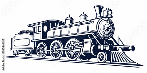 A vintage steam locomotive with a tender car, emitting smoke from its stack, traveling on train tracks.