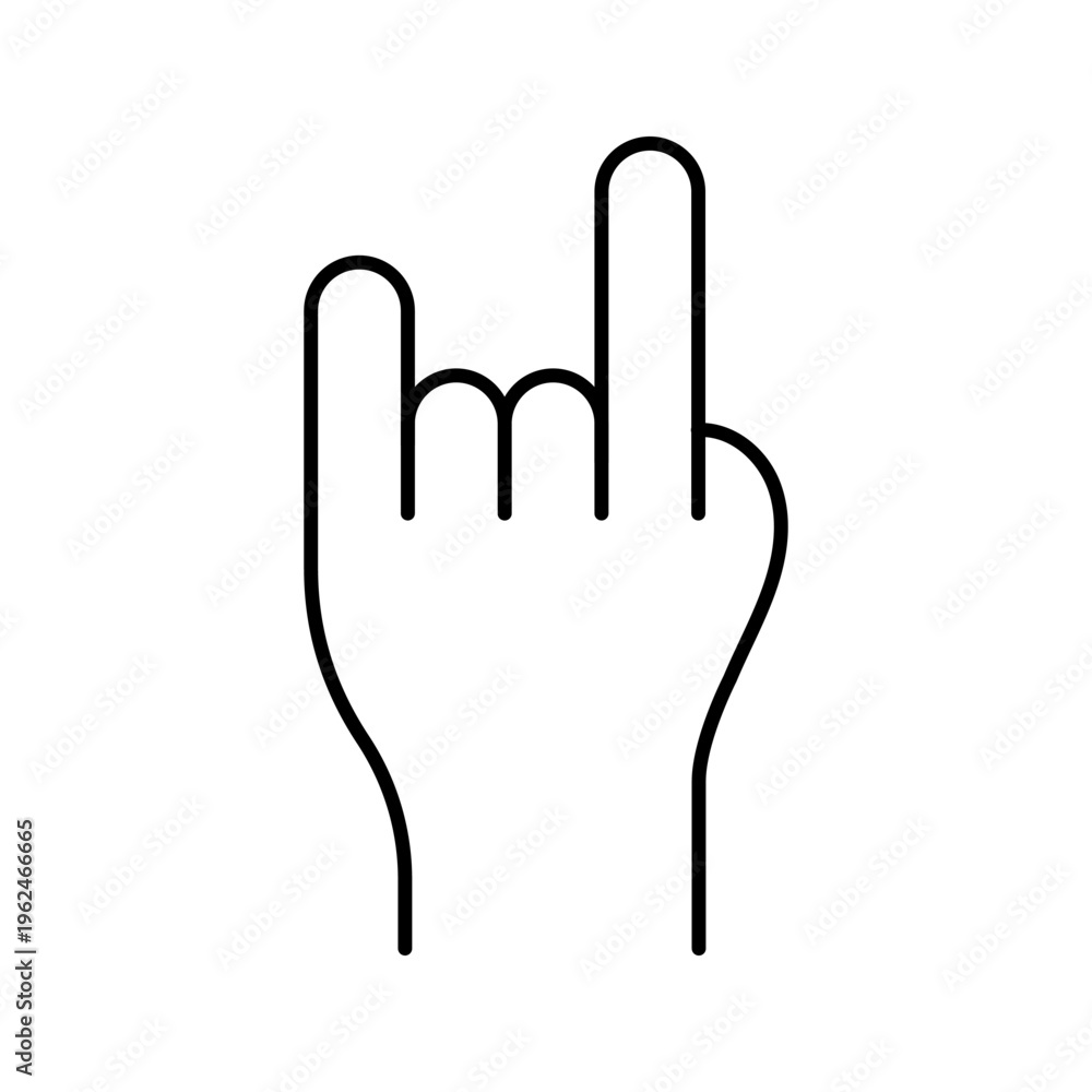 Obraz premium Devil horns icon. Entertainment and rock music line symbol. Black and white.