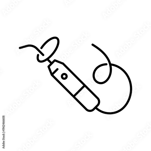 Dental curing light icon. Healthcare and dentistry line symbol. Black and white.