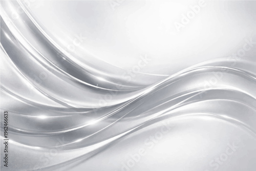 Abstract, sleek lines of silver and gray, elegantly swirling across the canvas, reflecting light and shadow to create a sense of movement and depth. A symphony of curves flows.