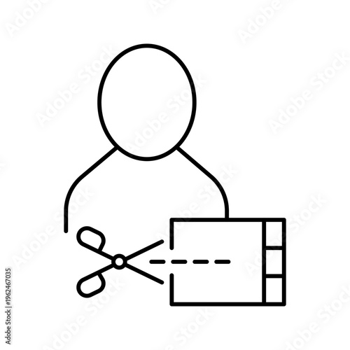 Film editing icon. Entertainment and postproduction line symbol. Black and white.