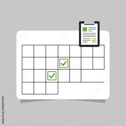 Checkmarks on a calendar page.