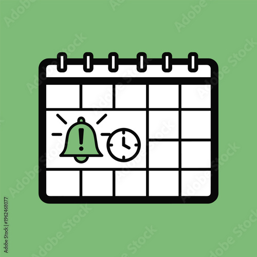 Reminder Calendar Icon with Alarm Bell.
