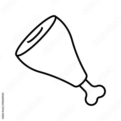 Ham leg icon. Food and cured meat line symbol. Black and white.