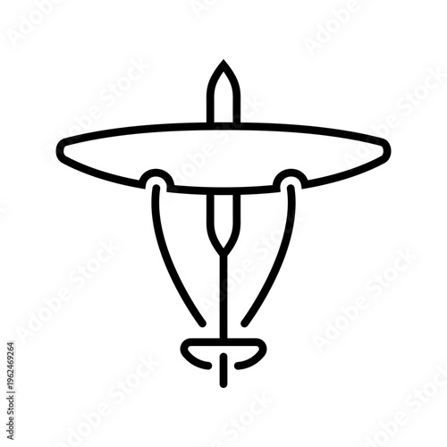 Hang glider icon. Transport and hang gliding line symbol. Black and white.