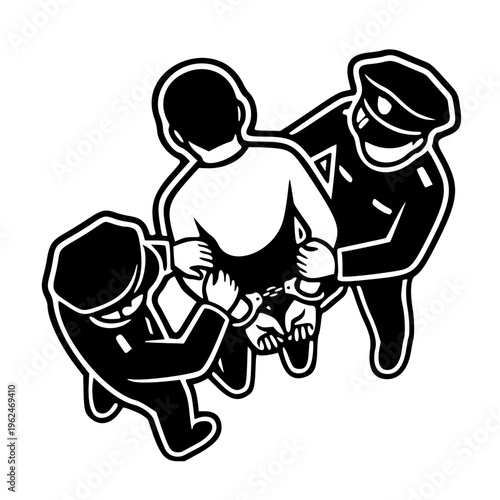 Person Arrested by Police Silhouette Vector Icon Law Enforcement Security Crime