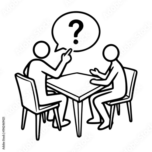 Question Answer Discussion Meeting Table Conversation Silhouette Vector Icon