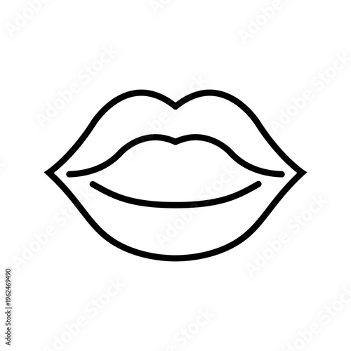 Kiss mark icon. Lifestyle and makeup line symbol. Black and white.