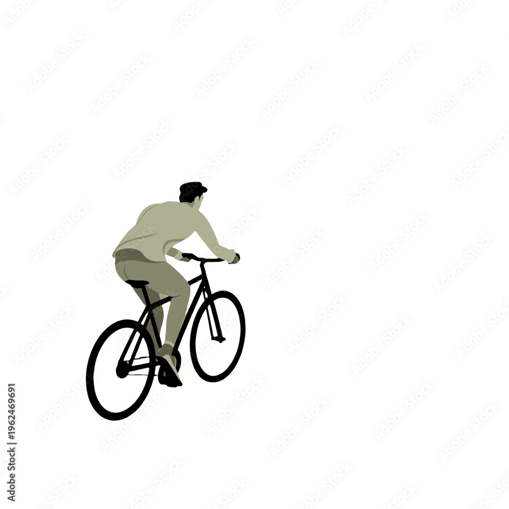 Naklejka premium A person is riding a bicycle with view from behind.