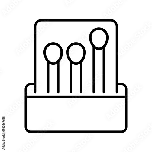 Match box icon. Household and ignition tools line symbol. Black and white.