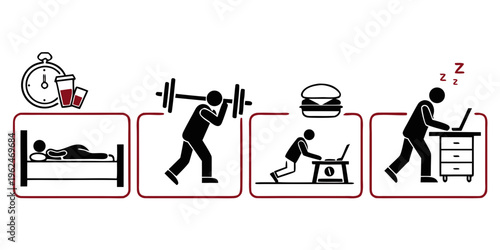 Illustration depicting various activities and their impact on sleep quality