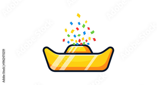 Golden Ingots with Confetti for Chinese New Year