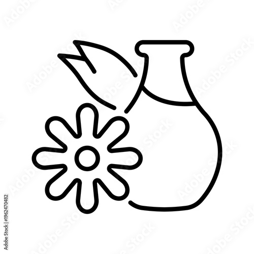 Safflower oil icon. Food and cooking oil line symbol. Black and white.