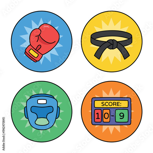 Set of Combat Sports Icons.
