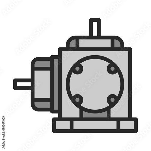 Gear Drive vector outline icon for industrial warehouse automation. Industrial AI robotic gear mechanism sign. Spot illustration of mechanical power transmission.