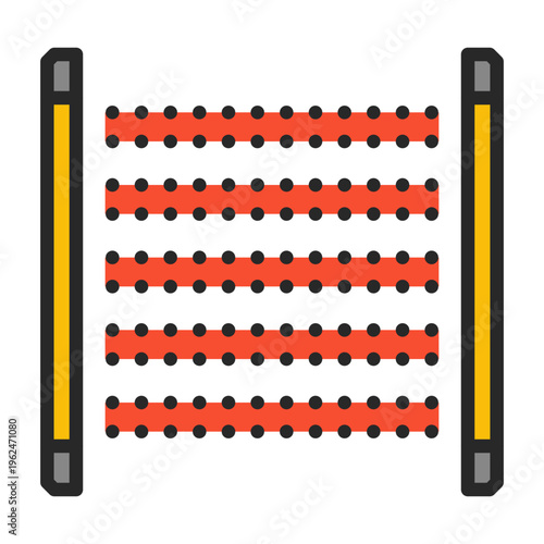 Light Curtains vector outline icon for industrial warehouse automation. AI presence detection system sign. Spot illustration of machine safety sensor.