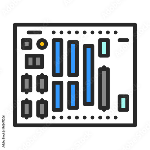 Remote Terminal Unit vector outline icon for industrial warehouse automation. AI remote monitoring unit sign. Spot illustration of plant telemetry rtu.