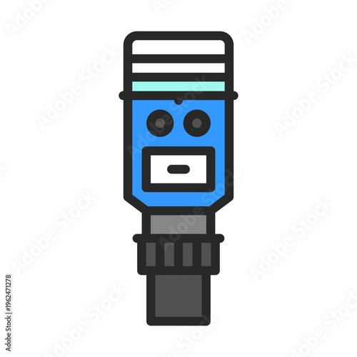 Ultrasonic Level Transmitter & Sensor vector outline icon for industrial warehouse automation. AI level sensor system sign. Spot illustration of chemical/water tank level monitoring for factory.