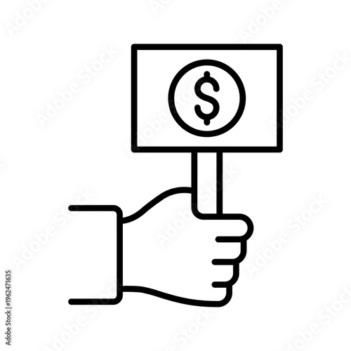Tender offer icon. Business and procurement line symbol. Black and white.