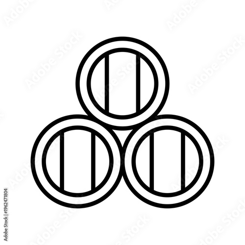 Wine barrel icon. Food and winemaking line symbol. Black and white.