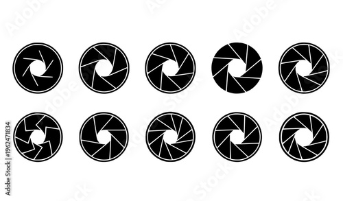 Camera Shutter Icon Set – Vector Lens Diaphragm Collection
