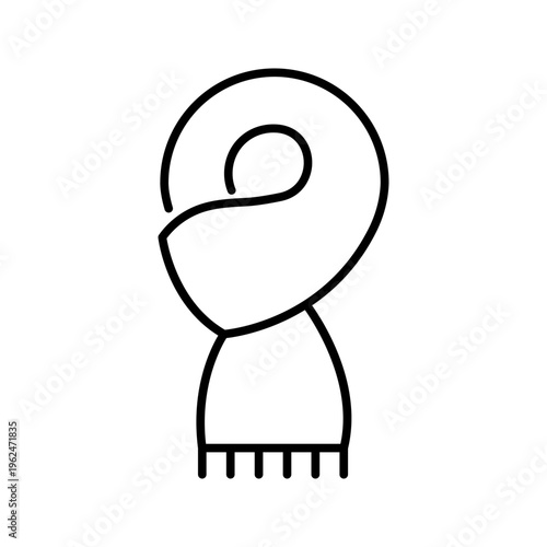 Winter scarf icon. Fashion and neckwear line symbol. Black and white.