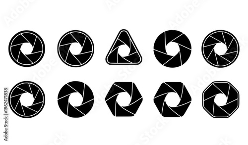 Camera Aperture & Shutter Icons – Lens Diaphragm Vector Collection