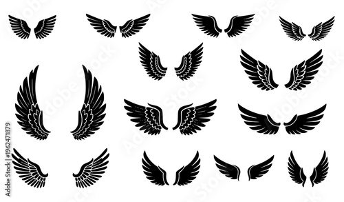 Wings Icon Vector Set – Minimal Web & App Design Elements