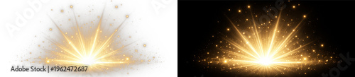 Фотография Bright golden starburst glow sparkle light rays explosion png overlay element, o