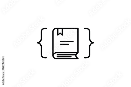 Code snippet integrated with a book icon representing programming and literature fusion