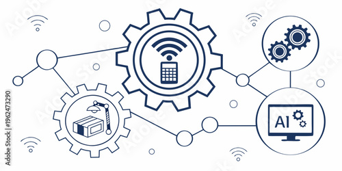 Modern technology with interconnected devices and artificial intelligence