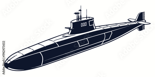 A sleek, modern submarine glides through the deep ocean waters.