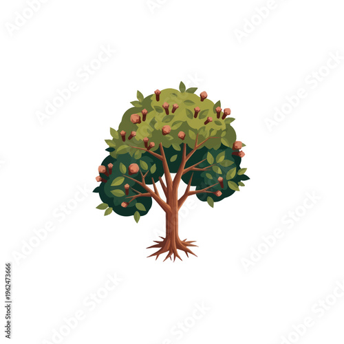 Vibrant Fruit Tree with Lush Green Foliage and Ripe Produce.