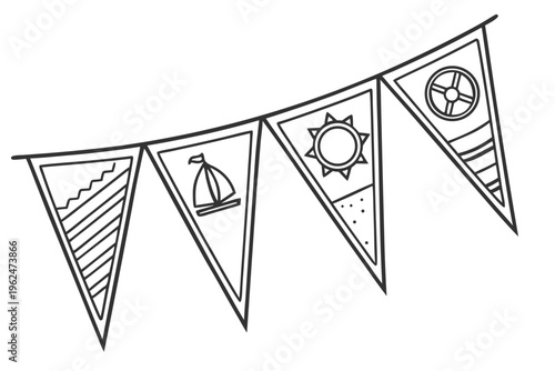 Minimalist rocket and space icons set in flat line art style for tech and science banners