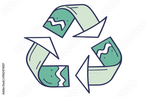 Creative recycling symbol with four interconnected leaves in flat vector design