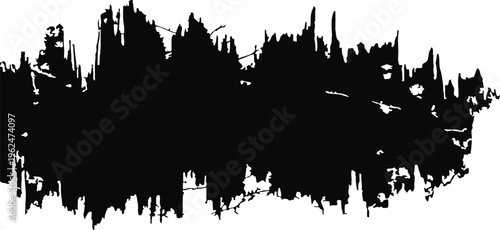Abstract black brushstroke art on white background