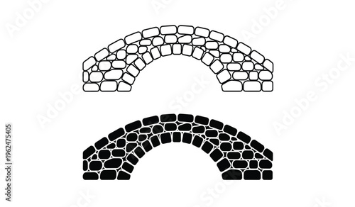 Slika na platnu Architectural arches in silhouette two stone bridge or doorway outlines