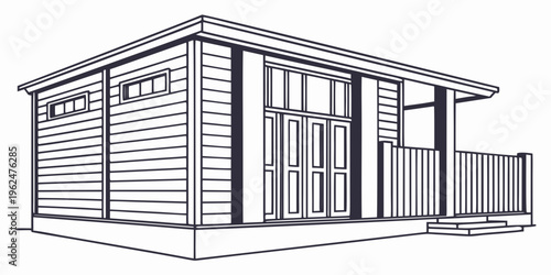 A modern single-story house with a garage and a small porch