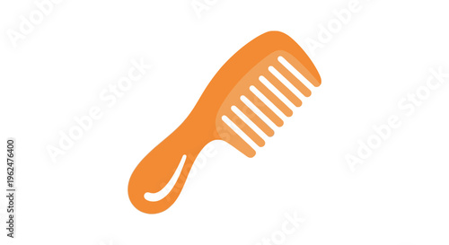 Orange plastic comb in minimalist flat design for beauty branding