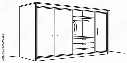 Modern wardrobe with sliding doors and integrated drawers for efficient storage