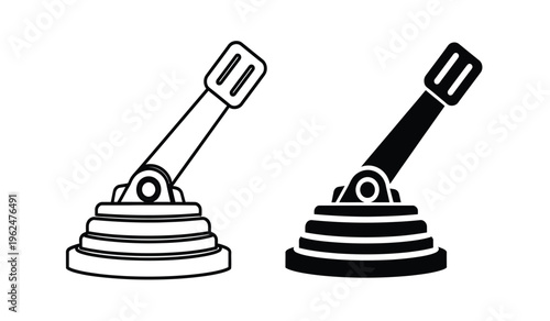 Silhouette of two black and white chess pieces on a plain background