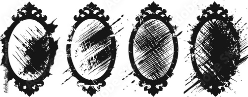 vintage grunge frames set with ornamental borders decorative antique oval shapes for design accents