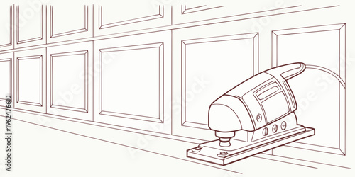 A detailed diagram of a workshop with various tools and storage solutions.