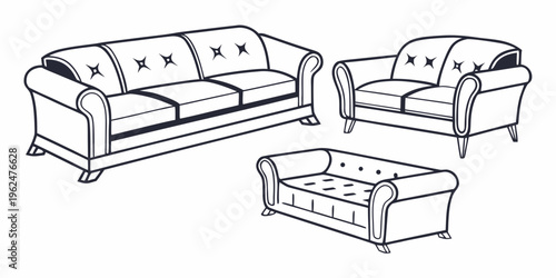 A cozy living room set featuring a sofa, loveseat, and ottoman